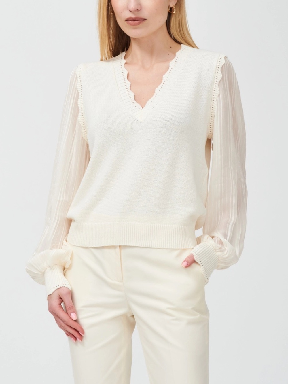 Cream knit blouse